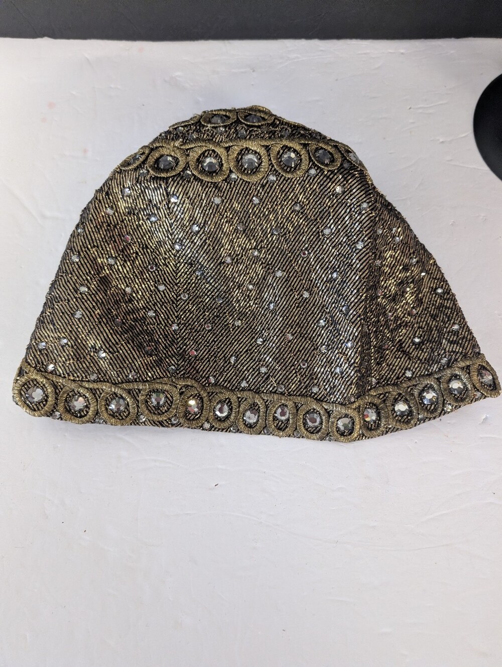 Vintage Adolfo Cloche Hat Incrusted With Rhinestone Sequin Hat - Picture 9 of 9